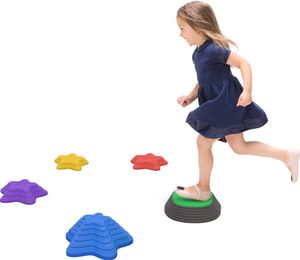 ZONEKIZ Flusssteine, 5-tlg. Balanciersteine für Kinder, Stapelsteine, Rutschfestes Balancespiel, Trittsteine bis 80 kg Belastbar, für Indoor, Outdoor