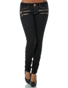 Skinny Jeans mit coolem Knitter-Detail Schwarz 42