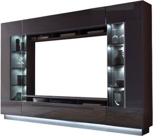 Wohnkombination Jackie 275x190x40 Wohnwand (4-tlg.) Anthrazit/Hochglanz Anthrazit 10055