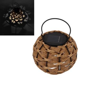 Wodoodporna latarnia solarna LED wykonana z rattanu - do ogrodu, na taras i na Boże Narodzenie