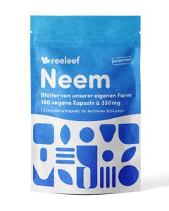 reeleef Vegane Neem Kapseln mit reinem, hoch qualitativem Neem Pulver, 180 Stück (330 mg)