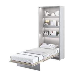 Furniture24 Schrankbett Bed Concept, Wandklappbett mit Lattenrost, V-Bett, Wandbett Bettschrank Schrank mit integriertem Klappbett Funktionsbett BC-03, 90 x 200 cm, Grau/Grau, Vertical