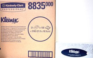 Kleenex Kosmetiktuch 2 lagig weiß 21,5x18,5cm, 21 Boxen á 100 Tücher im Karton
