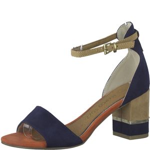 MARCO TOZZI Damen Sandalette Colorblock geschlossene Ferse 2-28303-20, Größe:39 EU, Farbe:Blau