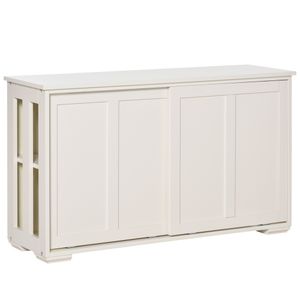 HOMCOM Küchenschrank Sideboard mit 2 Einlegeböden Schiebetüren Kommode verstellbaren Ablagen Aufbewahrungsschrank Kippsicheres Design gute Belüftung MDF Weiß 106,5x33x63 cm