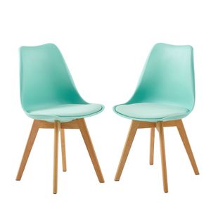 IPOTIUS 2er Set SGS Esszimmerstühle mit Massivholz Buche Bein, Skandinavisch Design Gepolsterter Küchenstühle Stuhl Küche Holz, Mintgrün