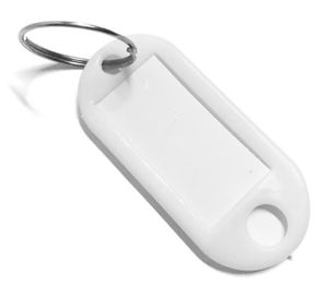 50er Pack Schlüsselanhänger zum Beschriften Einfarbig - Schlüsselschilder mit Ring beschriftbar | Schlüsselring zum Beschriften |  Schlüsselring Kunststoff mit auswechselbaren Etiketten - Farbe Weiß