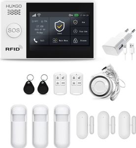 HUXGO HXA007 WLAN + GSM Funk Alarmanlage mit 3 Bewegungssensor Alarm für Büro Haus Wohnung Garage Steuerung über das Handy TUYA Smart Anwendung SMS-Benachrichtigungen Sprache DEUTSCH