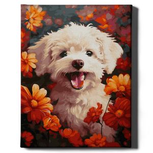 Oh Art! – Malen nach Zahlen Set Hund – 40x50cm, mit Holzrahmen und Pinseln DIY