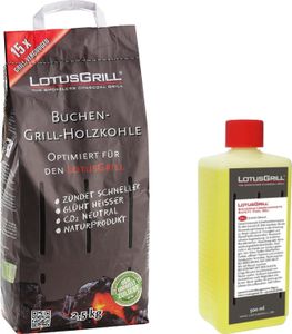 Bukové drevené uhlie LotusGrill 2,5 kg vrece vrátane palivovej pasty 500 ml