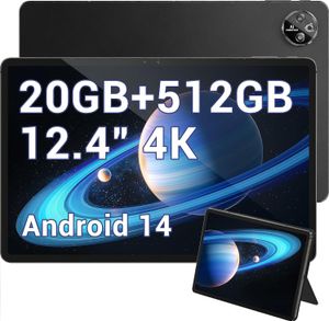 DOOGEE T30 MAX Tablet 12.4 Inch, Gaming PC Android 14, 20GB RAM + 512GB ROM/(2TB Expand), 2560 x 1600 4K Display, 10800mAh/33W, 50MP 20MP, Widevine