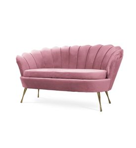 Bettso Elegantní klasická skořepinová pohovka skořepinová pohovka skořepinová pohovka na kovových nohách do obývacího pokoje světle růžová růžová