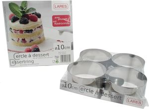 Lares Dessertring/Tortenring mit Ausdrückhilfe 4er Set Ø10cm H: 4,5cm