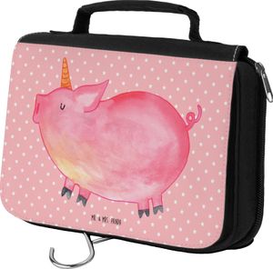 Mr. & Mrs. Panda Kulturbeutel Einhorn Schwein - Rot Pastell - Geschenk, Einhörner, funny, Unicorn, Kosmetikbeutel, Schminktasche, Aufbewahrungstasche, Einhorn Deko