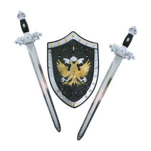 Verkleidung Zubehör Schild und Zwei Schwerter für tapfere Ritter - Ritterschwert Länge 49 cm
