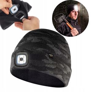 NEO TOOLS Wintermütze, Strickmütze, Warme Beanie  - Mit LED-Taschenlampe - Cambo Urban