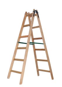 VaGo Holzleiter Trittleiter Stehleiter 2x6 Stufen zweiseitige Leiter Klappleiter
