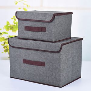 2X Aufbewahrungsboxen mit Deckel, Faltbare Waschbare Kleidungsaufbewahrungsbox aus Vliesstoff, Kleiderschrank Organizer, Ordnungsbox (Grau)