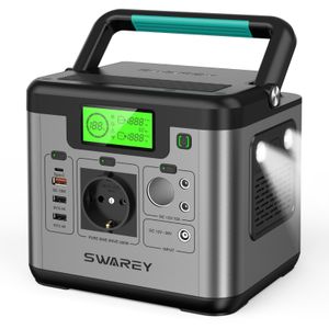 SWAREY S500 Pro Stromerzeuger Solarspeicher 518Wh Wiederaufladbare Powerstation Solargenerator mit 500W reinen Sinus-Wellen-AC 12V DC 12V Auto-USB / Typ-C Quick Charge für Notfall-Camping/Hause
