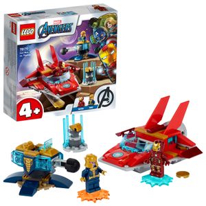 LEGO 76170 Marvel Avengers Iron Man vs. Thanos s tryskáčem a 2 figurkami superhrdinů, hračky pro děti od 4 let