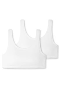 SCHIESSER Mädchen Bustier 2er Pack - Sport BH, Serie 95/5, Baumwolle Stretch, einfarbig, 140-176 Weiß 164 SCHIESSER Mädchen Bustier 2er Pack - Sport BH, Serie 95/5, Baumwolle Stretch, einfarbig, 140-176 Weiß 164