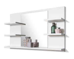 Badspiegel mit Ablagen, Weiß Badezimmer Spiegel, Wandspiegel, Badezimmerspiegel