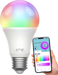 Gologi Smart E27 LED-Glühbirne - Intelligente Beleuchtung - Dimmbar - WiFi - 16M Farben - RGB