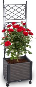 Blumenkasten Set mit Spalier 41x30xH125 cm Pflanzkasten auf Rädern Rankgitter für Garten Terrasse