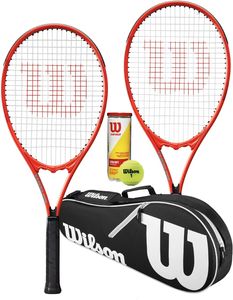 Tennis Wilson Precision XL 110 Satz von 2 Schlägern 309g mit Zwei-Zellen-Tasche