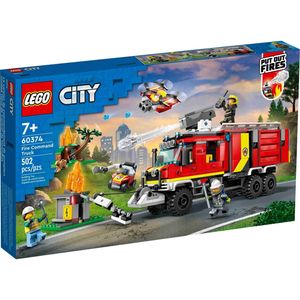 LEGO 60374 City Einsatzleitwagen der Feuerwehr, modernes Feuerwehrauto-Spielzeug mit Löschdrohnen, mit Figuren für Kinder