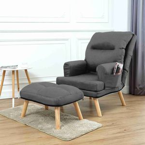 Liegesessel Sessel Relaxsessel Nemo mit Fußhocker Rückenlehne 5-stufig einstellbar seitliche Fächer, Farbe: Falcone Dark Gray