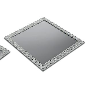 Spiegelplatte, Kerzenteller BRILLIANT STRASS quadratisch 25x25cm Formano