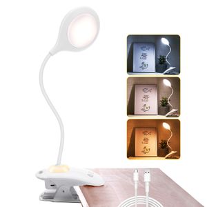 Leselampe Klemmleuchte Tischlampe LED Bettlampe Schreibtischleuchte USB, 3 Beleuchtungsmodi & Stufenloses Dimmen