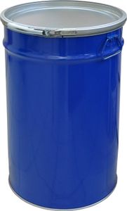 meier Stahlfass 60 Liter Hobbock Deckelfass | Zyklon Staubabsaugung Geeignet | Metall Blechfass Mülleimer Behälter Kübel mit 2 Seitlichen Fallgriffen | Stabil und gefüllt Stapelbar | Konisch
