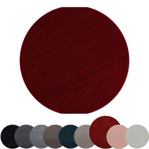 Kurzflor Rund Teppiche Robust Gabbeh Optik Einfarbig Wohnzimmerteppich, Farbe:Rot, Grösse:160 cm Rund