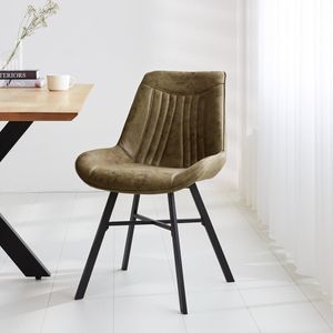 Manahee Design | Esszimmerstuhl Grün  | Schwarzer Metallrahmen | 53 x 63,5 x 87 cm