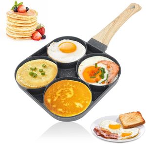 Antihaft-Pfanne mit 4 Löchern, Eierpfanne zum Frühstück, Pfannkuchenpfanne, Pfanne für Burger - einfache Reinigung, kompatibel mit Gasherd und Indukti