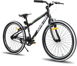 JOYSTAR 24 Zoll Kinderfahrrad für Jungen & Mädchen im Alter von 7-12 Jahren Hardtail Mountainbike für Kinder mit 1-Gang,Schwarz