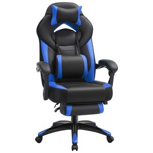 SONGMICS Gaming-Stuhl, Bürostuhl, höhenverstellbar, Blau