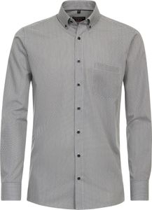 REDMOND Herren Businesshemd Langarm Button-Down Modern-Fit Schwarz gemustert L