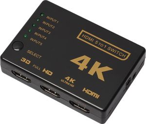 HDMI splitter, 5x1 portový prepínač, 4K ,1080p, diaľkové ovládanie, čierny, HOPE R