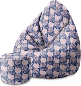 Dreamroots Bean Bag 80x80x120cm Puf  Sitzsack mit Lehne und Hocker mit Füllung Pink and Blue Geometric Ornament