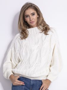 Fobya Weibliche Pulli Übergröße Amaranth Sahne S/M