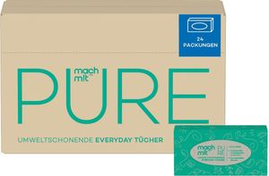 mach m!t PURE Everyday Tücher in der Box - Vorratspack mit 24 x 100 Blatt - 4lagig - frei von Bleichmitteln - extrem weich & nachhaltig -  Germany