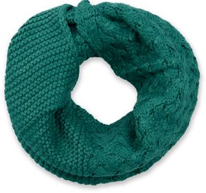 styleBREAKER Uni Strick Loop Schal mit Mustermix, Uni Feinstrick Schlauchschal, Winter Strickschal 01018153, Farbe:Petrol
