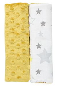 TupTam Kinder Auto Gurtschutz Gurtschoner 2er Pack, Farbe: Gelb / Sterne Gelb Weiß