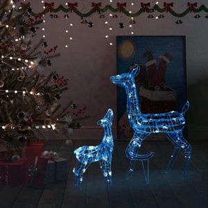 vidaXL Rodzina reniferów LED Dekoracja świąteczna akrylowa 160 LED niebieska