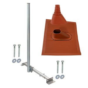 SkyRevolt Aufdachsparrenhalter SAT TV Dachsparrenhalter 120cm Kabeleinführung Mast 48mm Aufdach-Sparren-Halterung für Satellitenschüssel | Dachmontage-Set