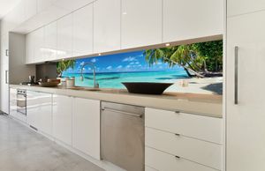 Küchenrückwand Folie selbstklebend STRAND IM PARADIES 350 x 60 cm - Klebefolie - Dekofolie - Spritzschutz für Küche -