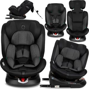 MoMi EMI Kindersitze Kinderautositz i-SIZE 0-36kg - 360° Drehbar, ISOFIX, TOP TETHER - Schwarz